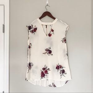 Sheer Work Blouse Floral Print Tank Size Small